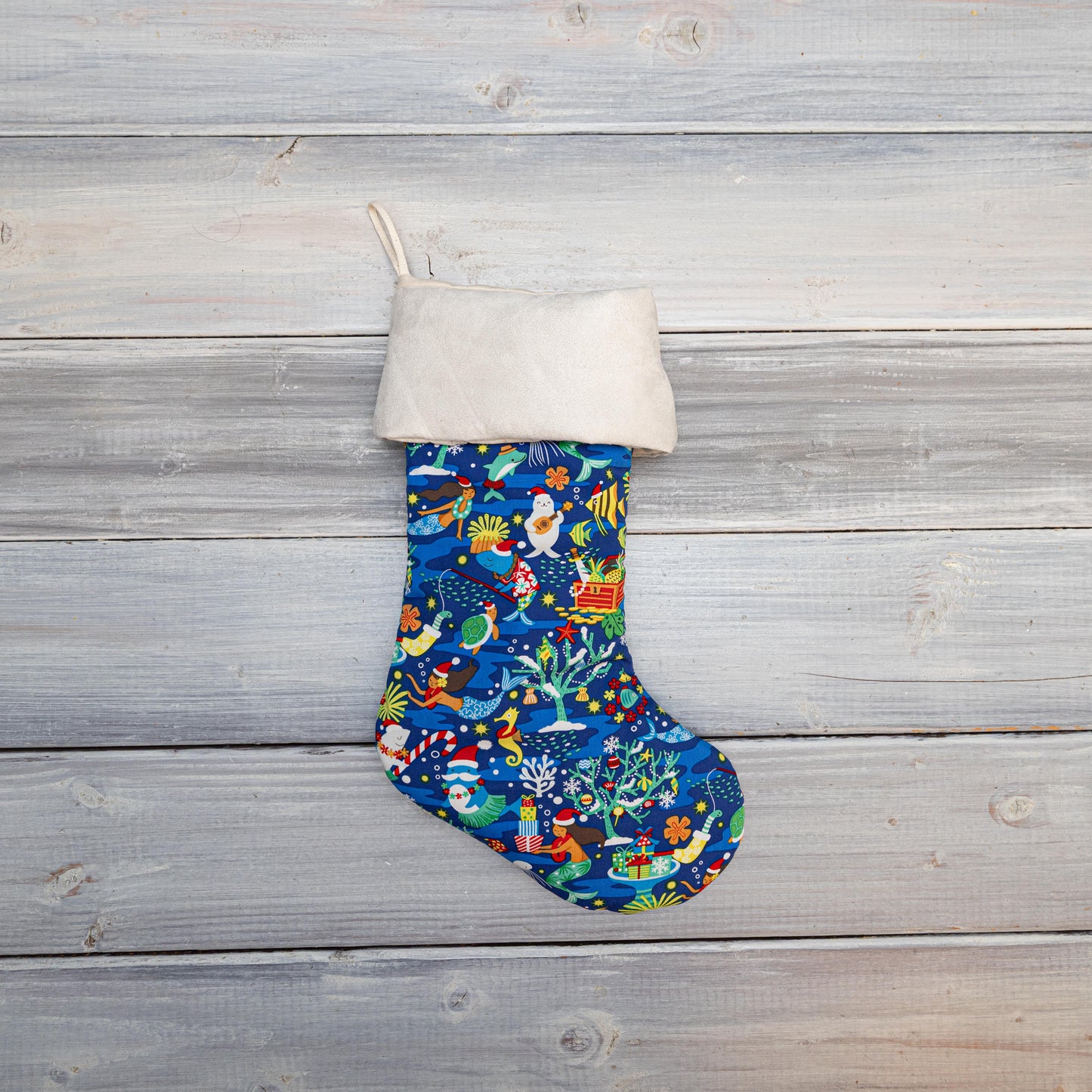 Mermaid Christmas Stocking – Personalized in Red, White, or Ocean Blue