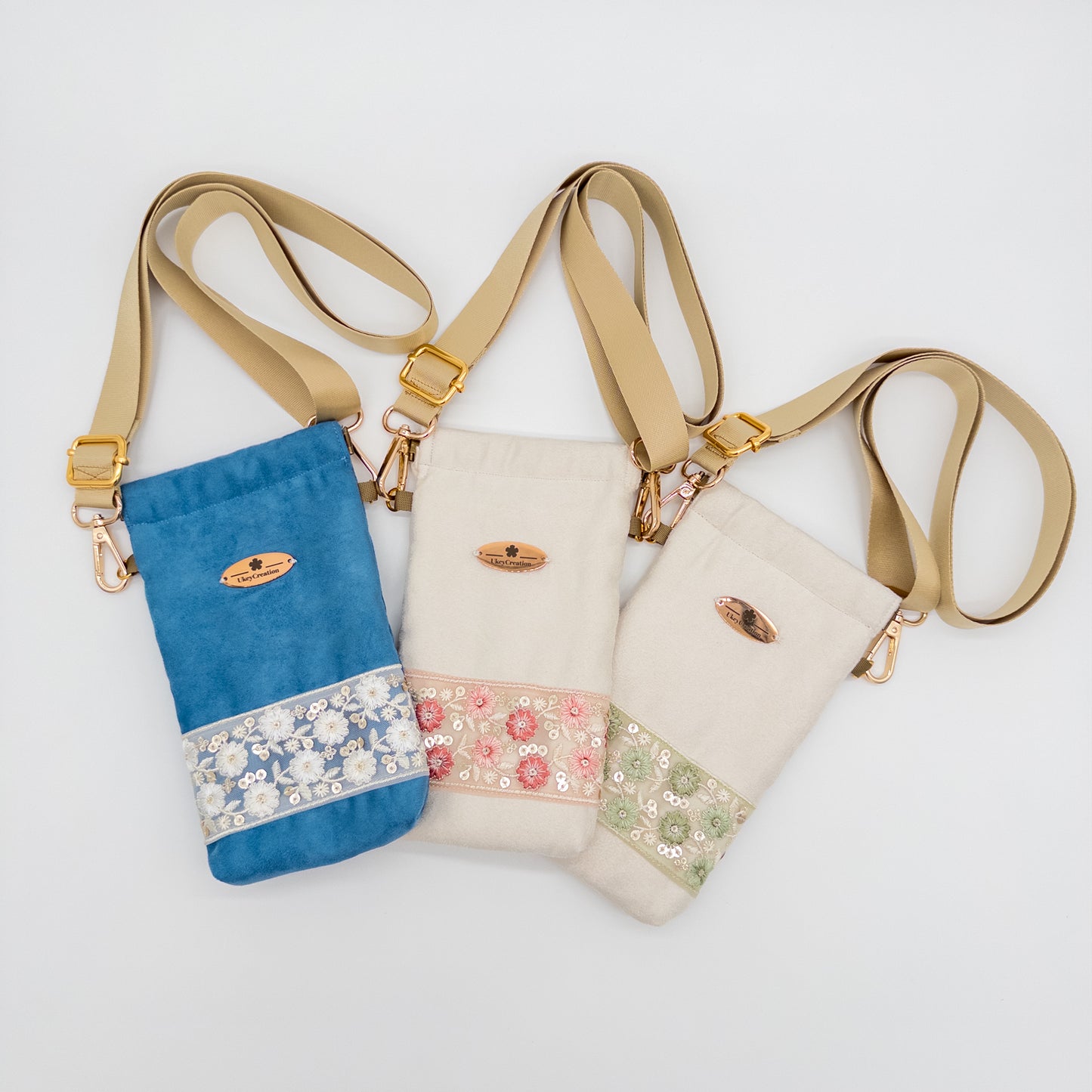Something Blue Embroidered Microsuede Crossbody Bag