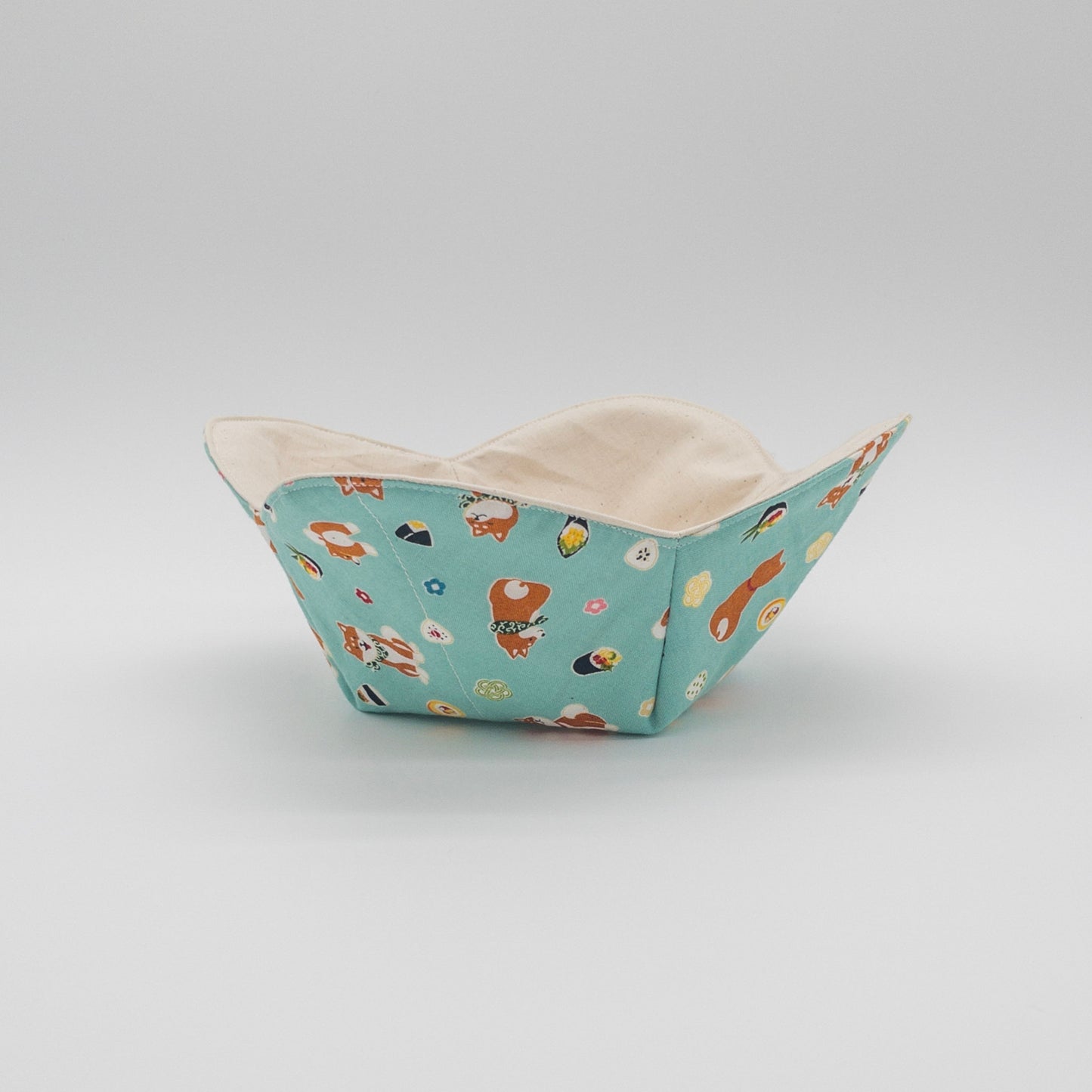 Japanese Microwavable Soup Bowl Cozy Holder Shiba Dog Print