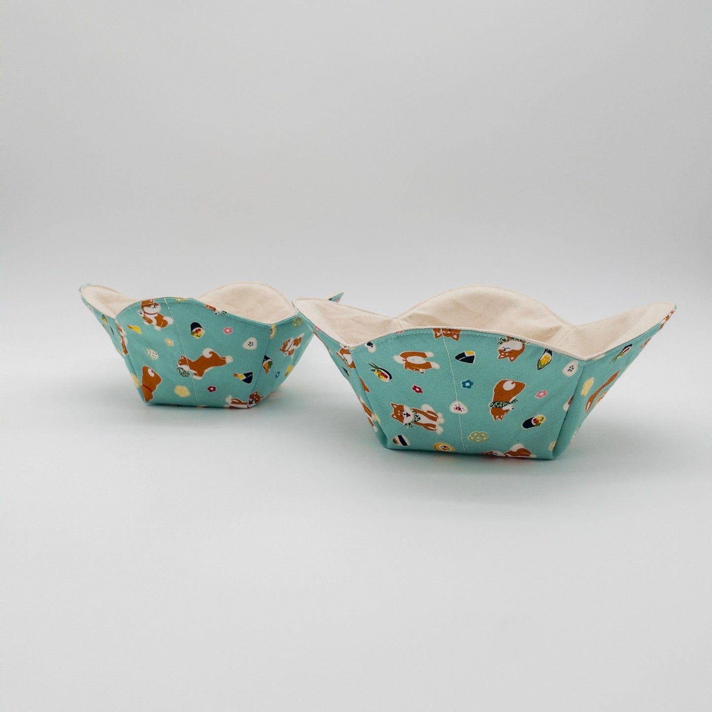 Japanese Microwavable Soup Bowl Cozy Holder Shiba Dog Print