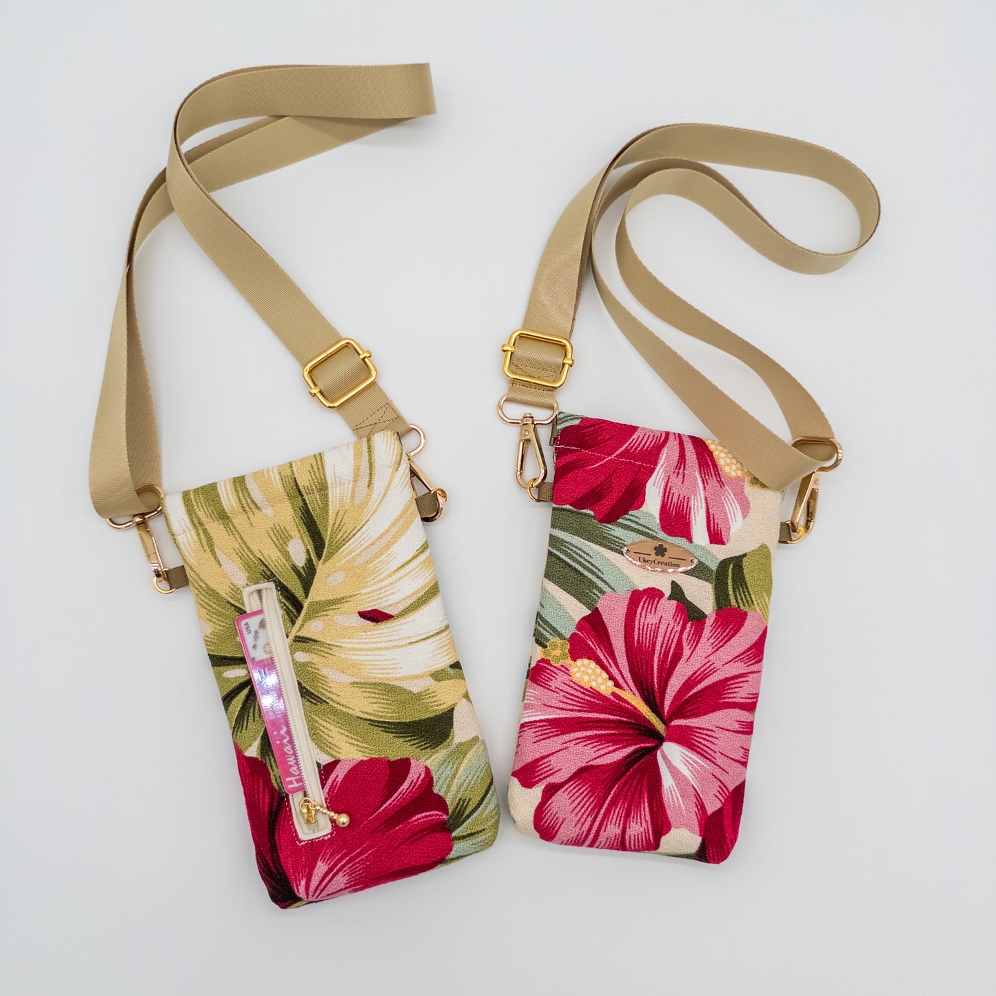 Floral Crossbody Phone Bag – Hibiscus & Bird of Paradise Prints