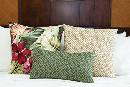 Tropical Pillow Covers | Hawaiian Weave & Hibiscus