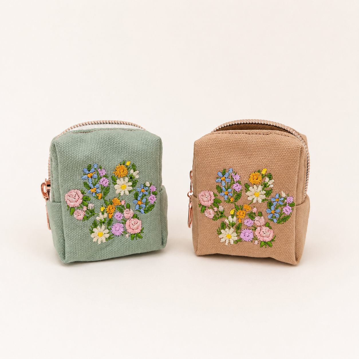 Blooming Paw Embroidered Dog Poo Bag Holder