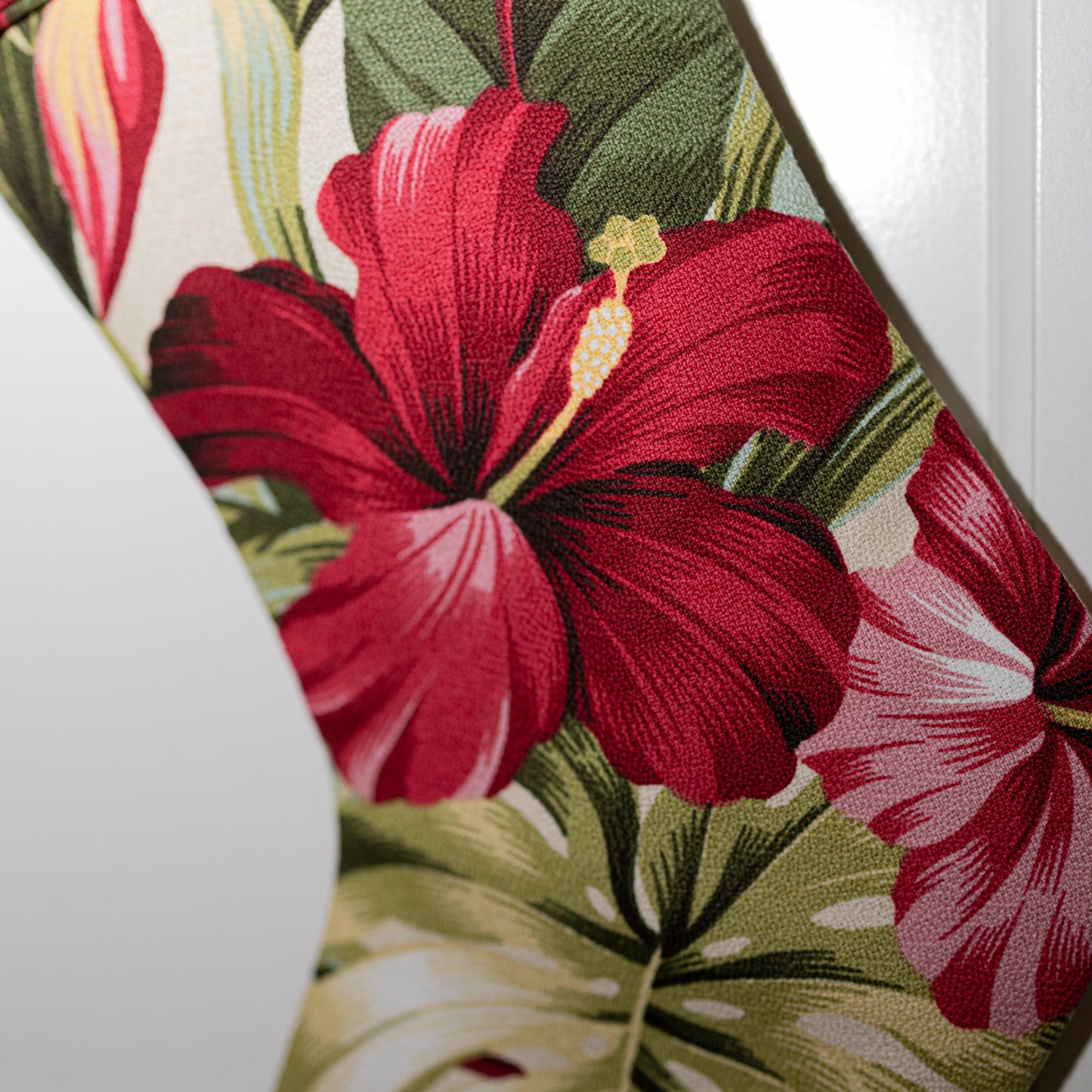 Personalized Hawaiian Hibiscus Christmas Stocking With Name Tag