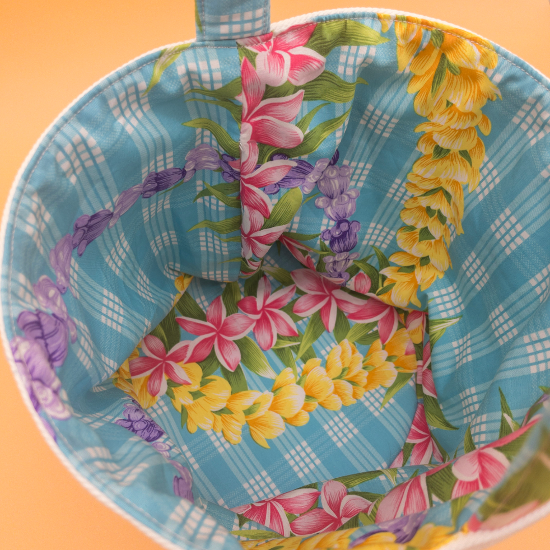 Personalized Hawaiian Easter Basket with Embroidered Name & Eggs