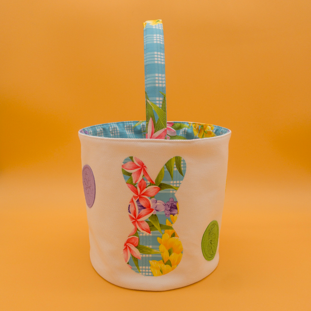 Personalized Hawaiian Easter Basket with Embroidered Name & Eggs