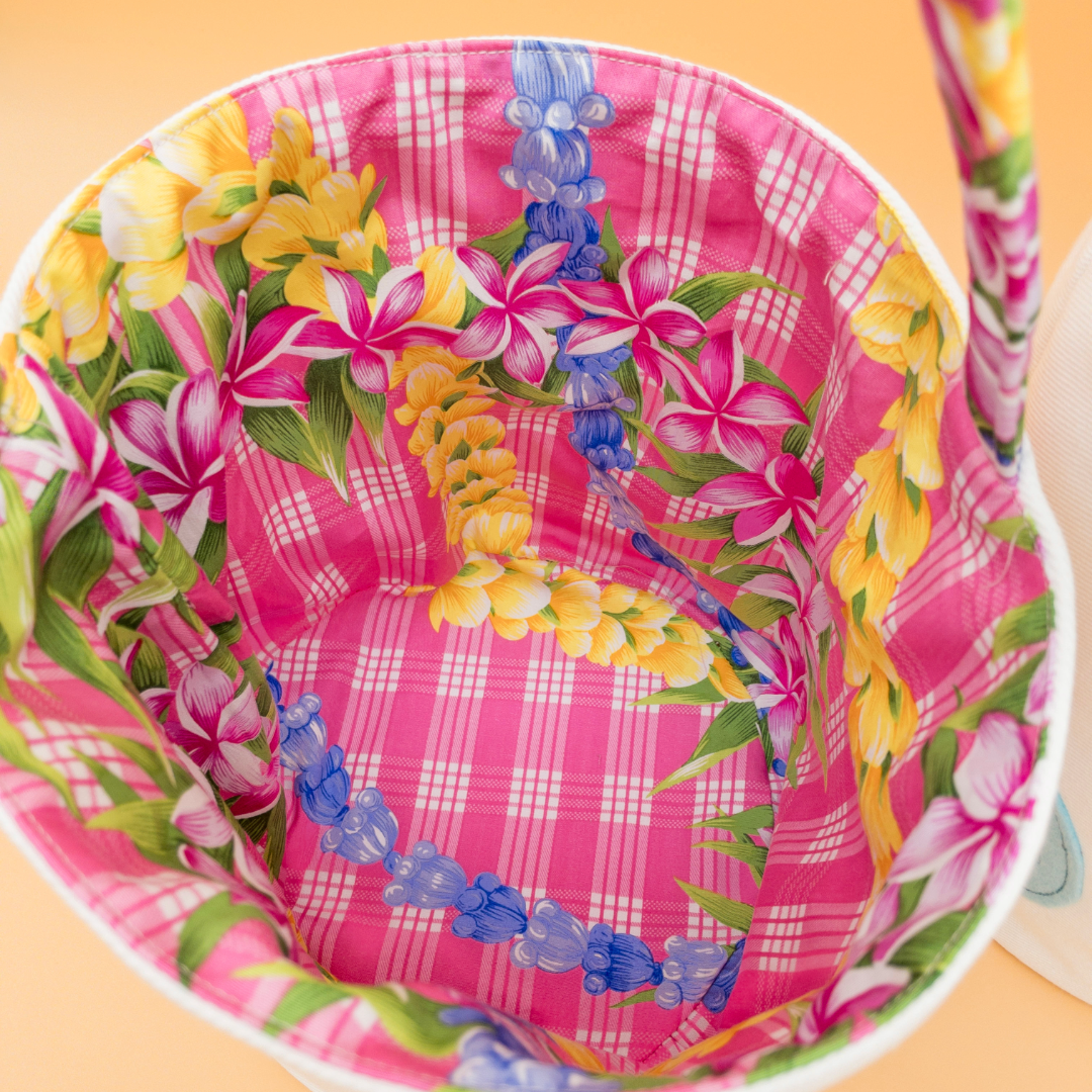 Personalized Hawaiian Easter Basket with Embroidered Name & Eggs