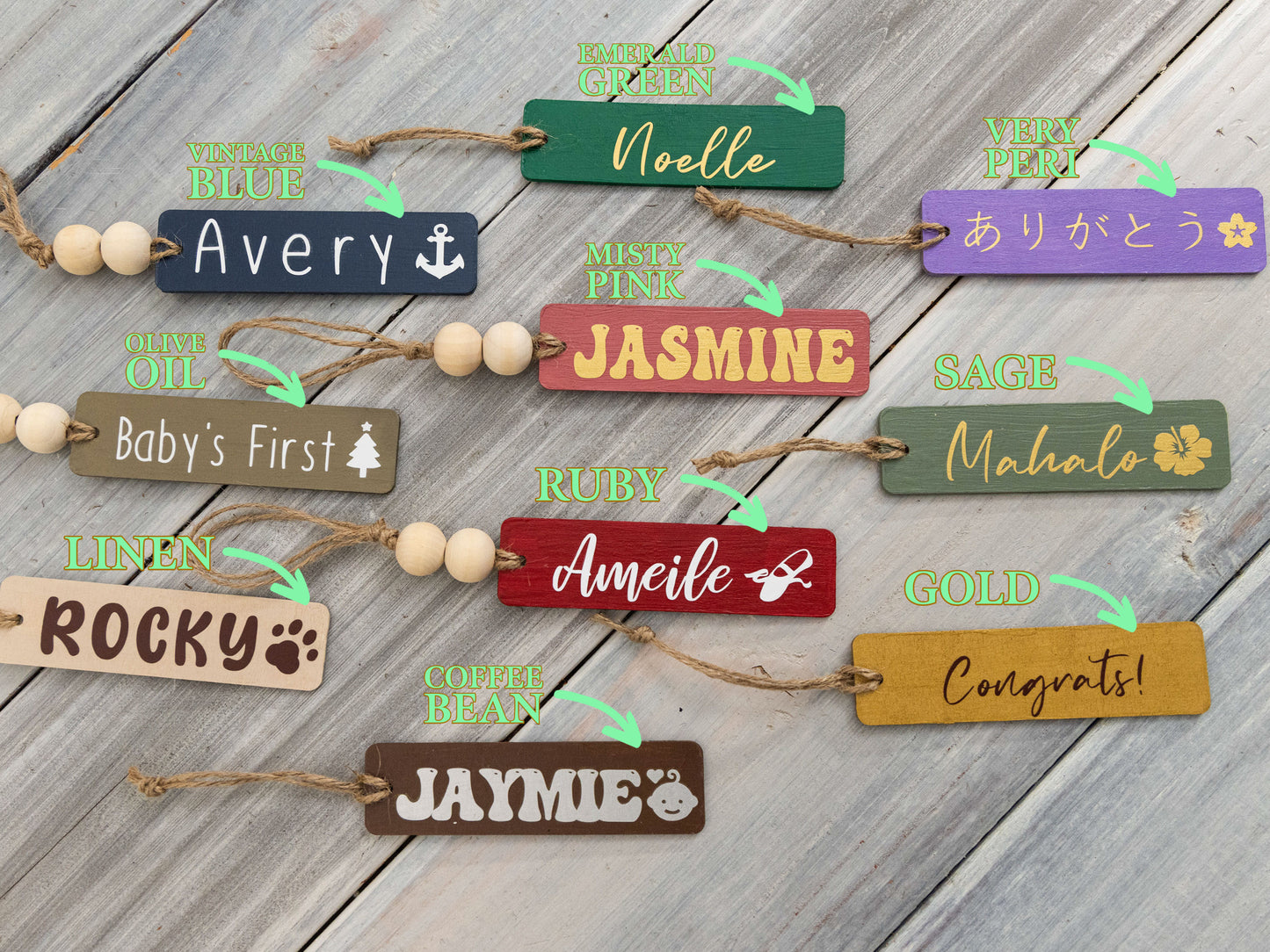 Personalized Hawaiian Barkcloth Christmas Stocking With Wood Tags
