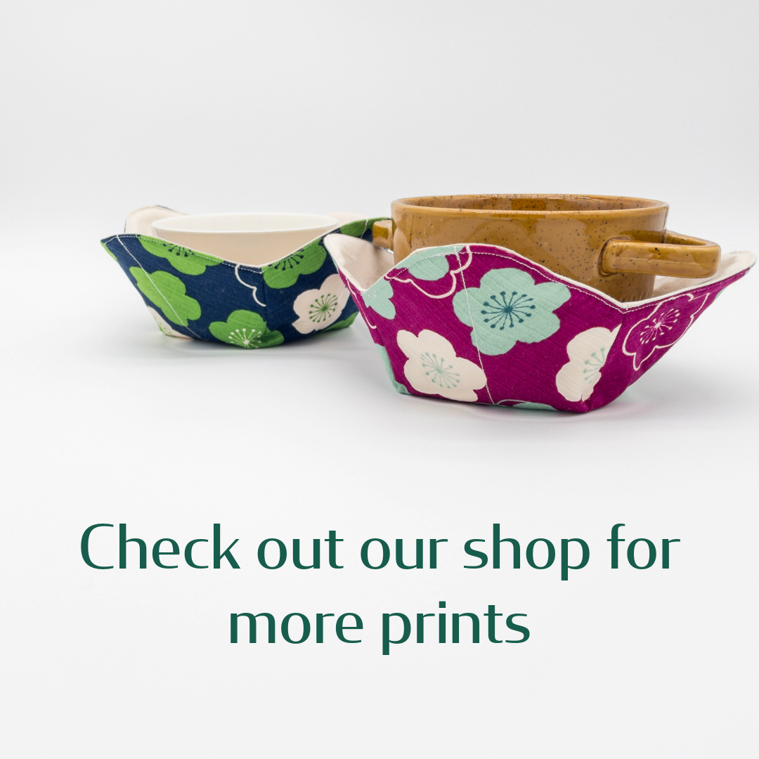 Microwavable Soup Bowl Cozy Holder | Traditional Japanese Patterns