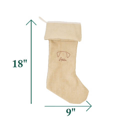 Personalized Dog Christmas Stockings With Embroidered Ear & Name