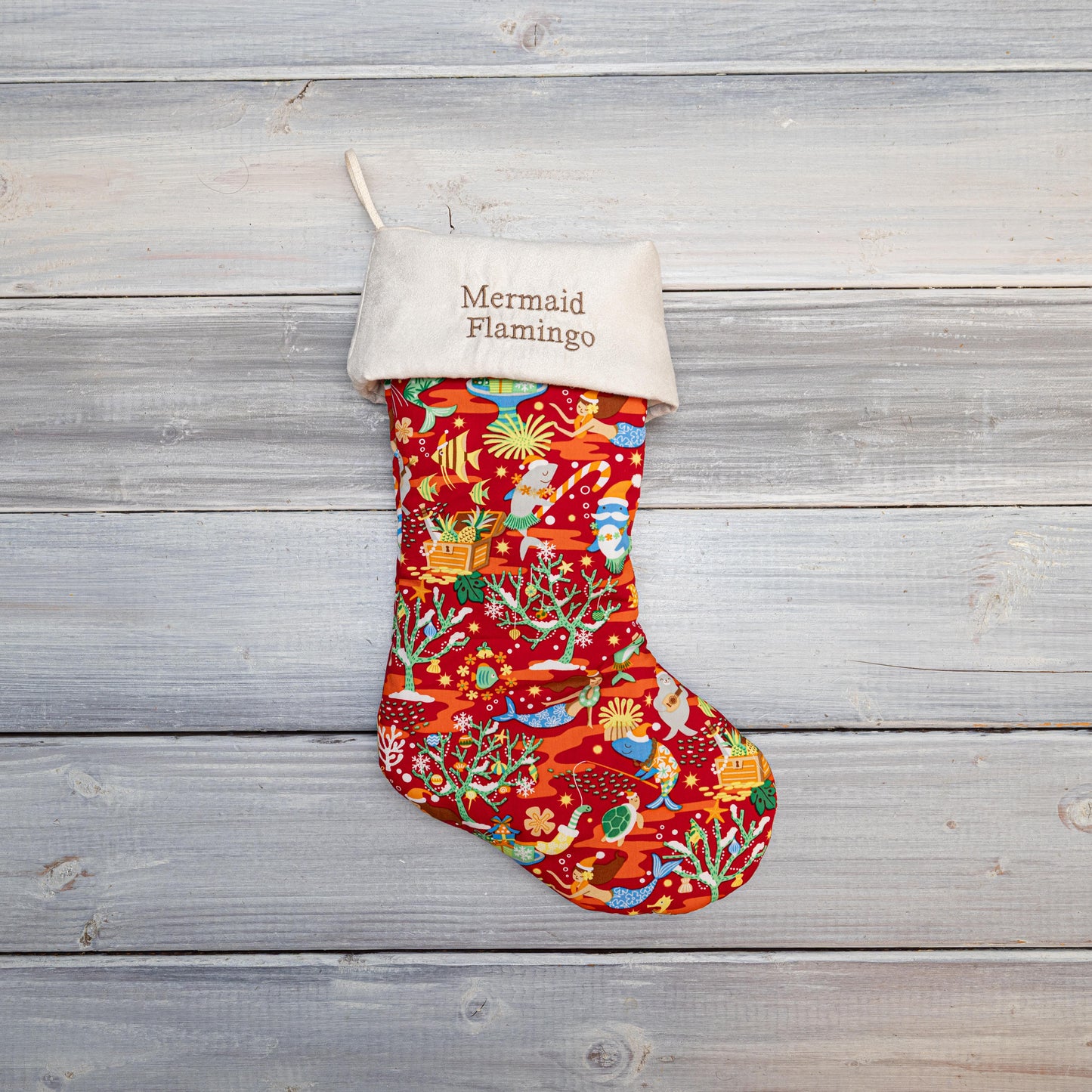Mermaid Christmas Stocking – Personalized in Red, White, or Ocean Blue