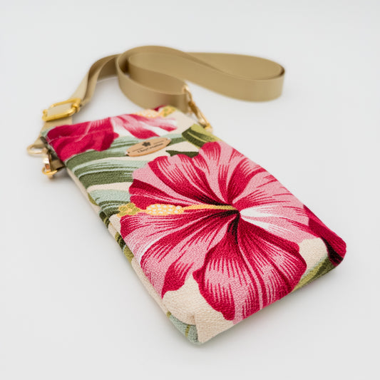 Floral Crossbody Phone Bag – Hibiscus & Bird of Paradise Prints