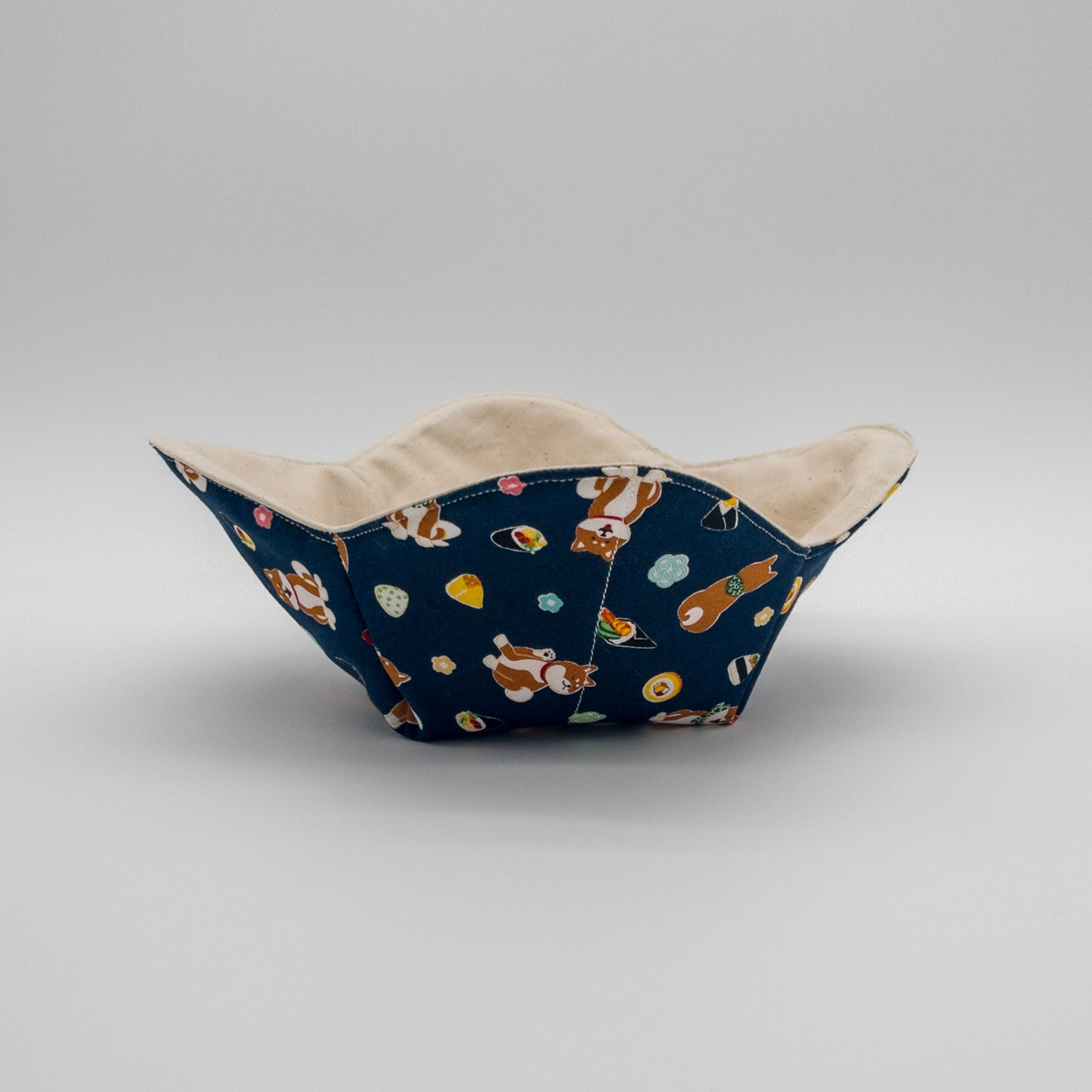 Japanese Microwavable Soup Bowl Cozy Holder Shiba Dog Print