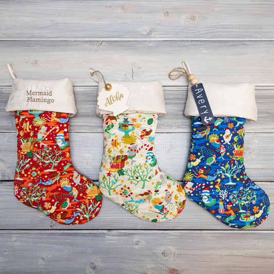 Mermaid Christmas Stocking – Personalized in Red, White, or Ocean Blue