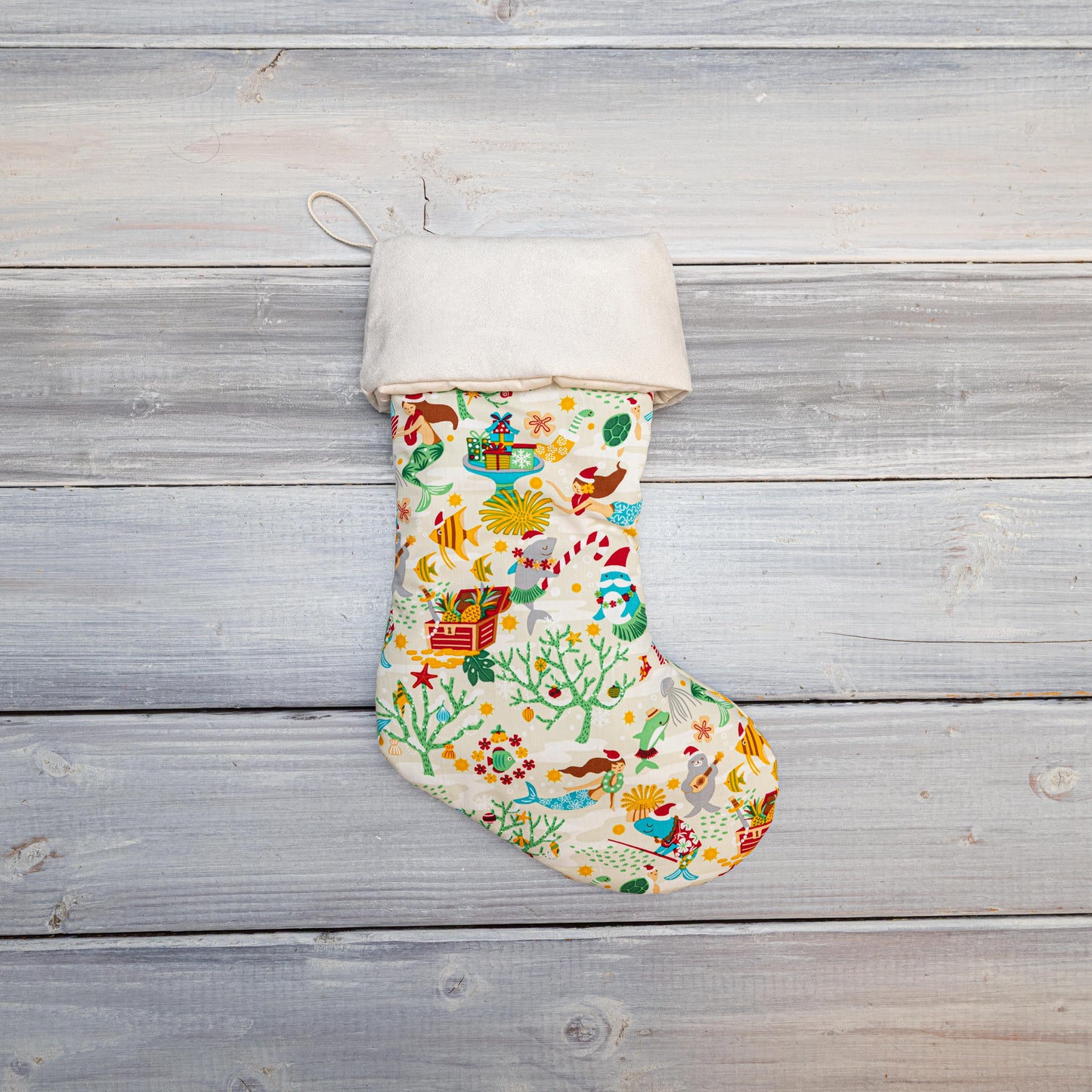 Mermaid Christmas Stocking – Personalized in Red, White, or Ocean Blue