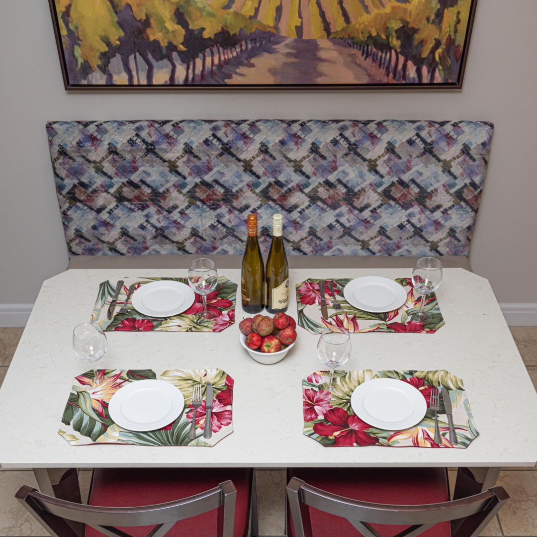 Hibiscus & Bird of Paradise Reversible Barkcloth Placemats