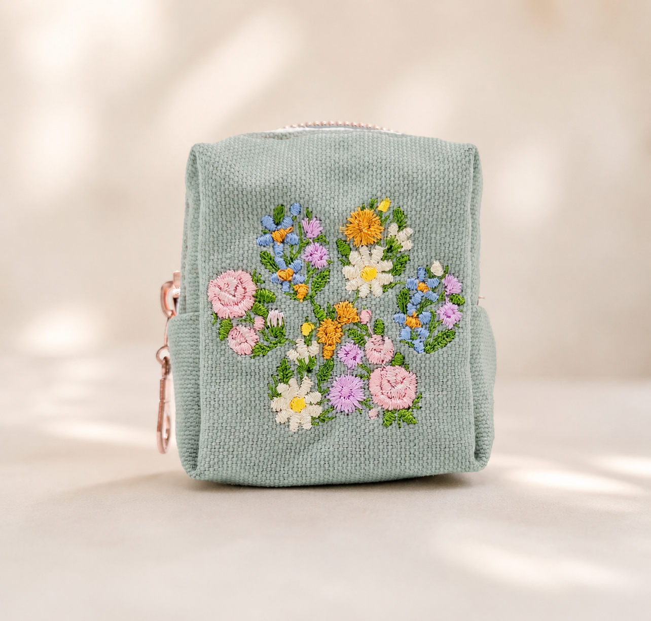 Blooming Paw Embroidered Dog Poo Bag Holder