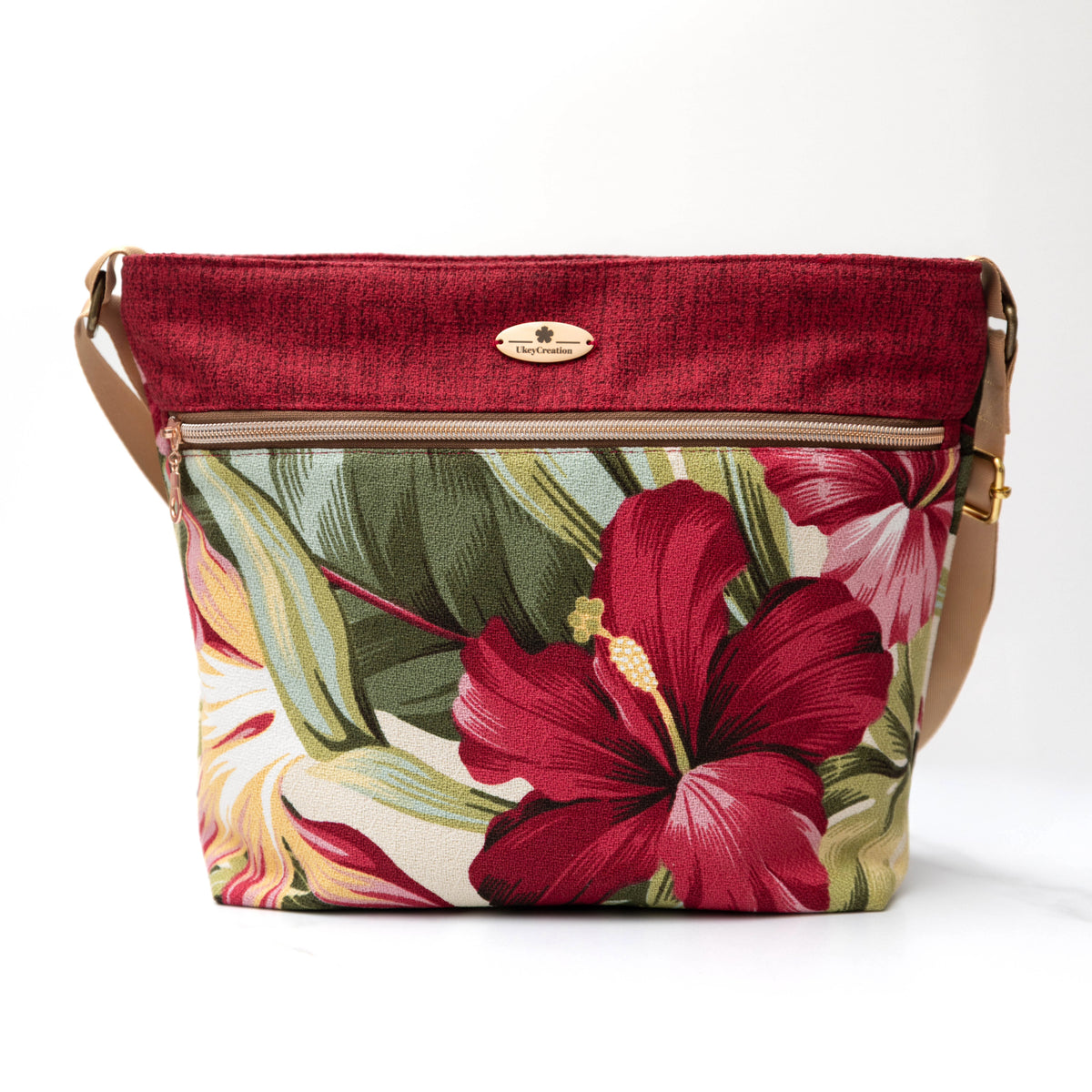 Hibiscus Barkcloth Palaka Crossbody Bag