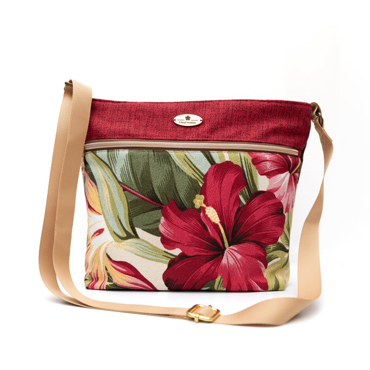 Hibiscus Barkcloth Palaka Crossbody Bag