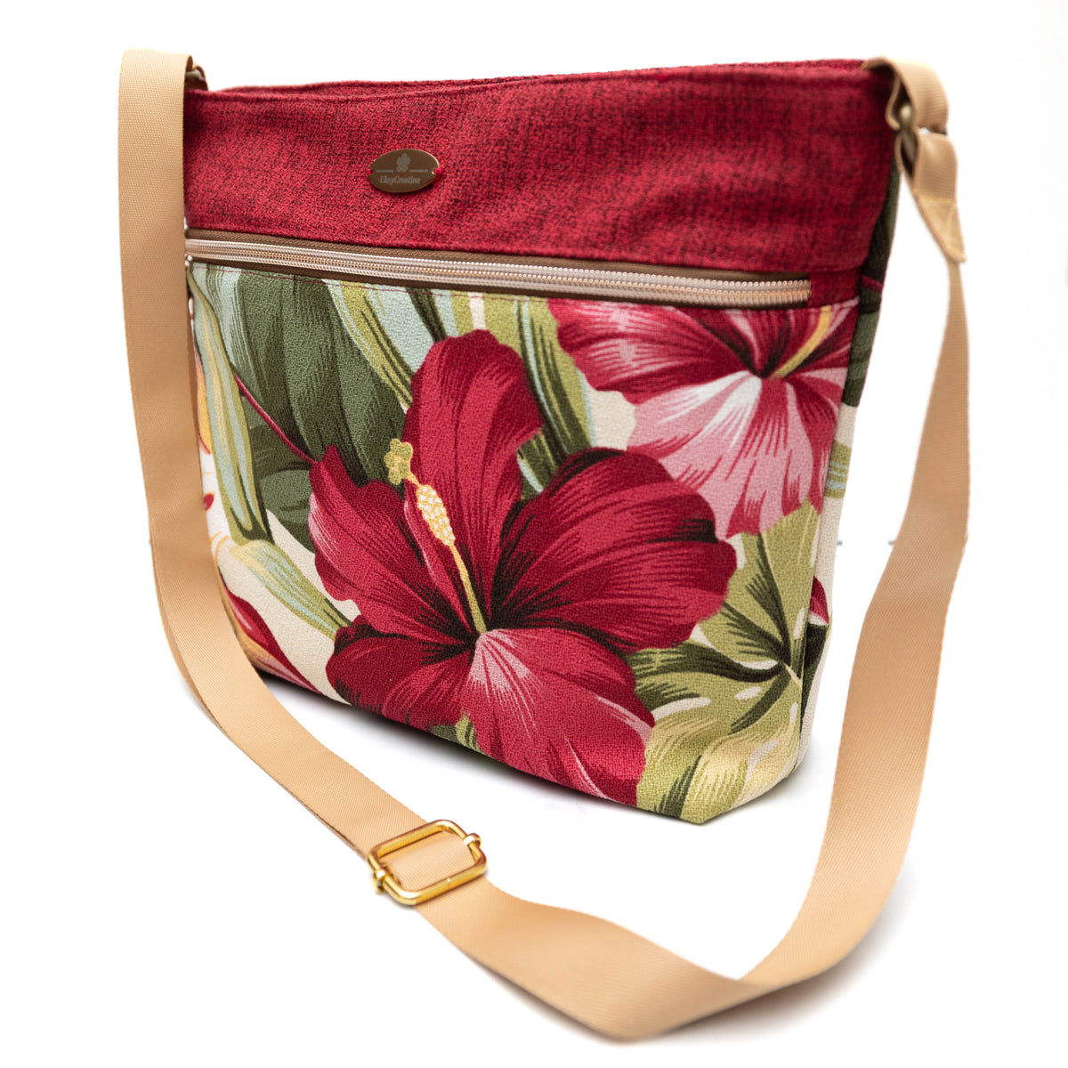 Hibiscus Barkcloth Palaka Crossbody Bag