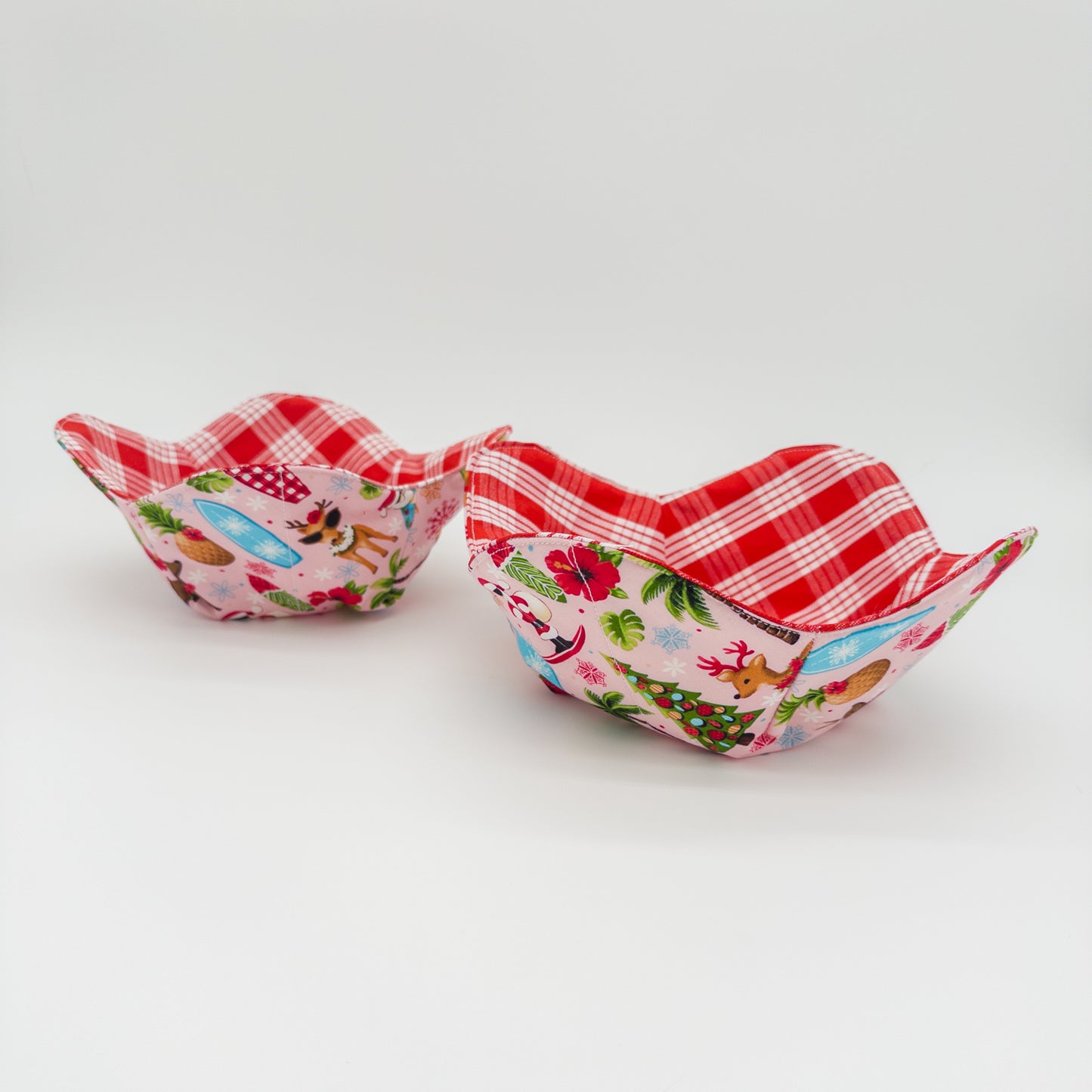 Reversible Palaka Mele Kalikimaka Microwavable Soup Bowl Cozy Holder