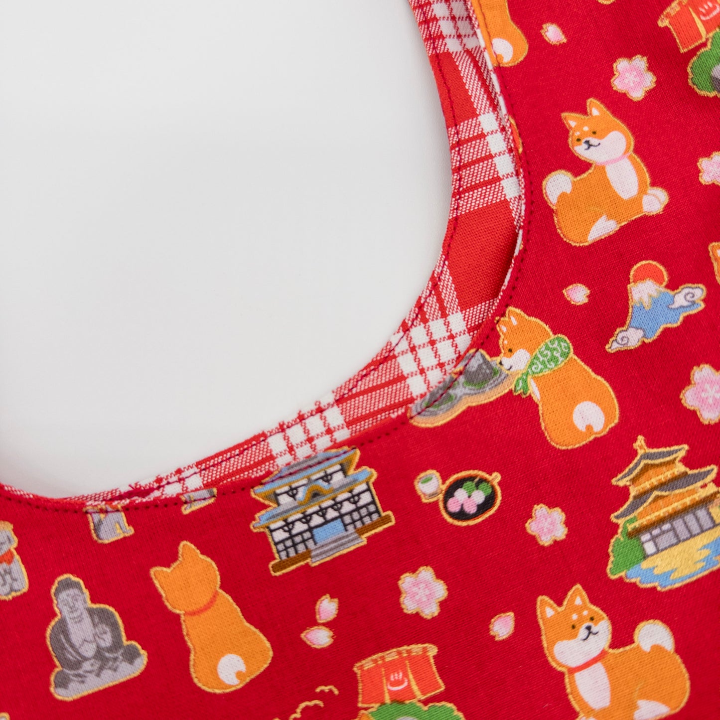 Reversible Japanese Knot Bag | Shiba Inu Summer Festival Print with Hawaiian Palaka Lining | Handmade in Hawaiʻi