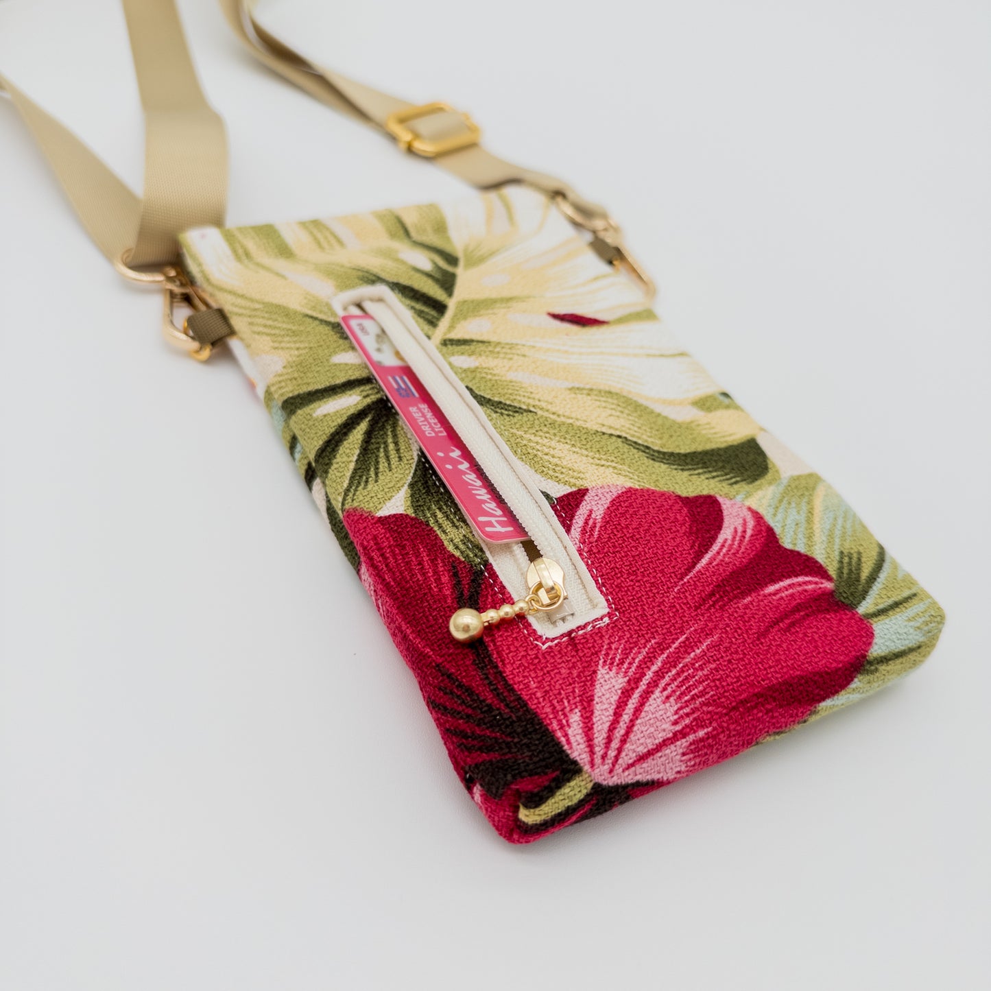 Floral Crossbody Phone Bag – Hibiscus & Bird of Paradise Prints