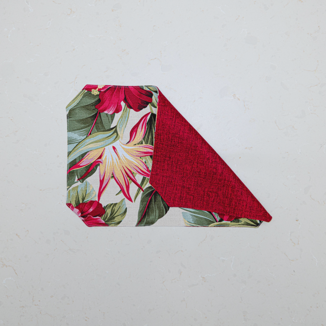 Hibiscus & Bird of Paradise Reversible Barkcloth Placemats