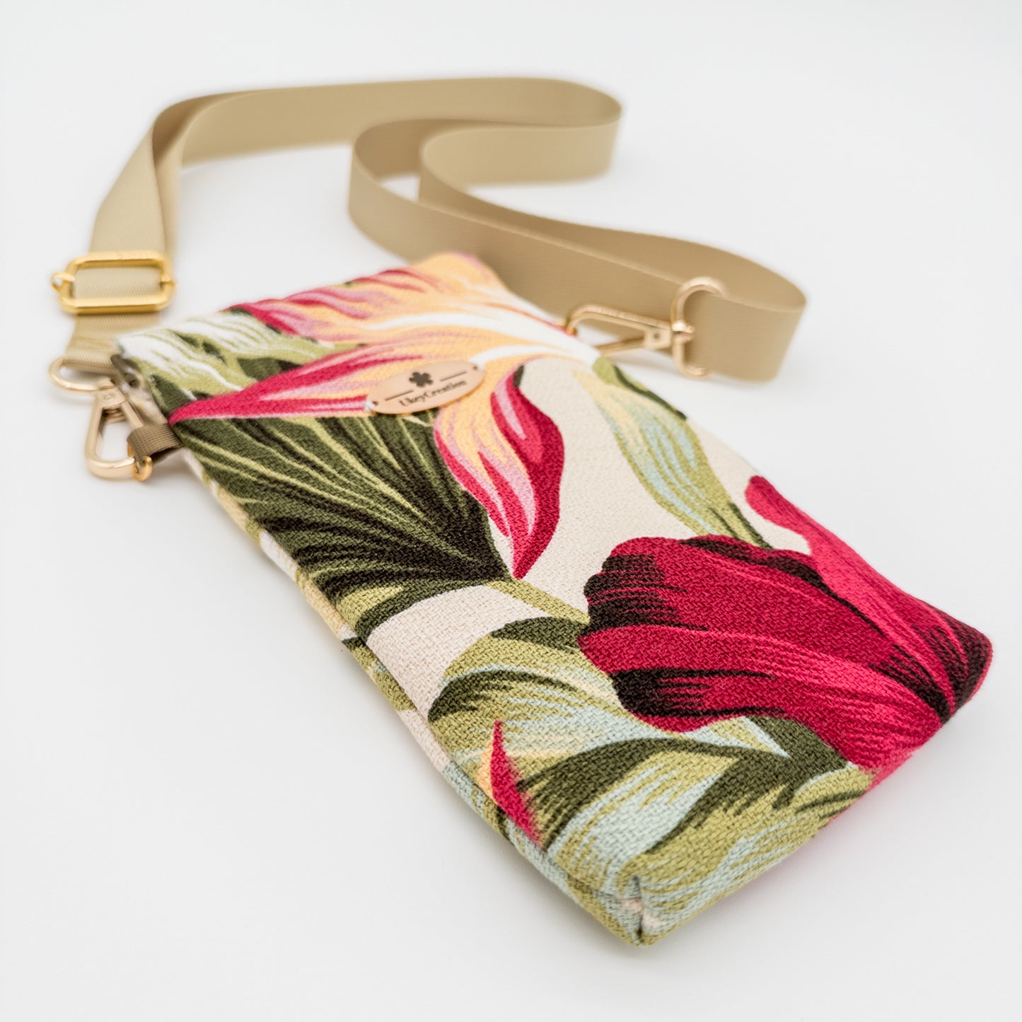 Floral Crossbody Phone Bag – Hibiscus & Bird of Paradise Prints