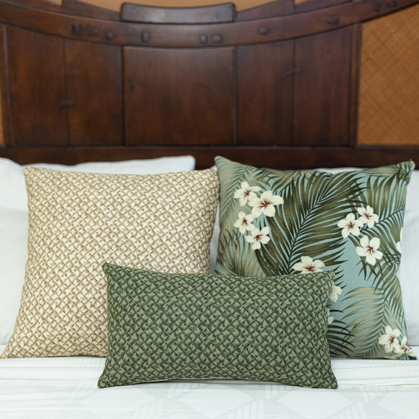 Plumeria Pillow Covers | Hawaiian Weave Cotton Designs