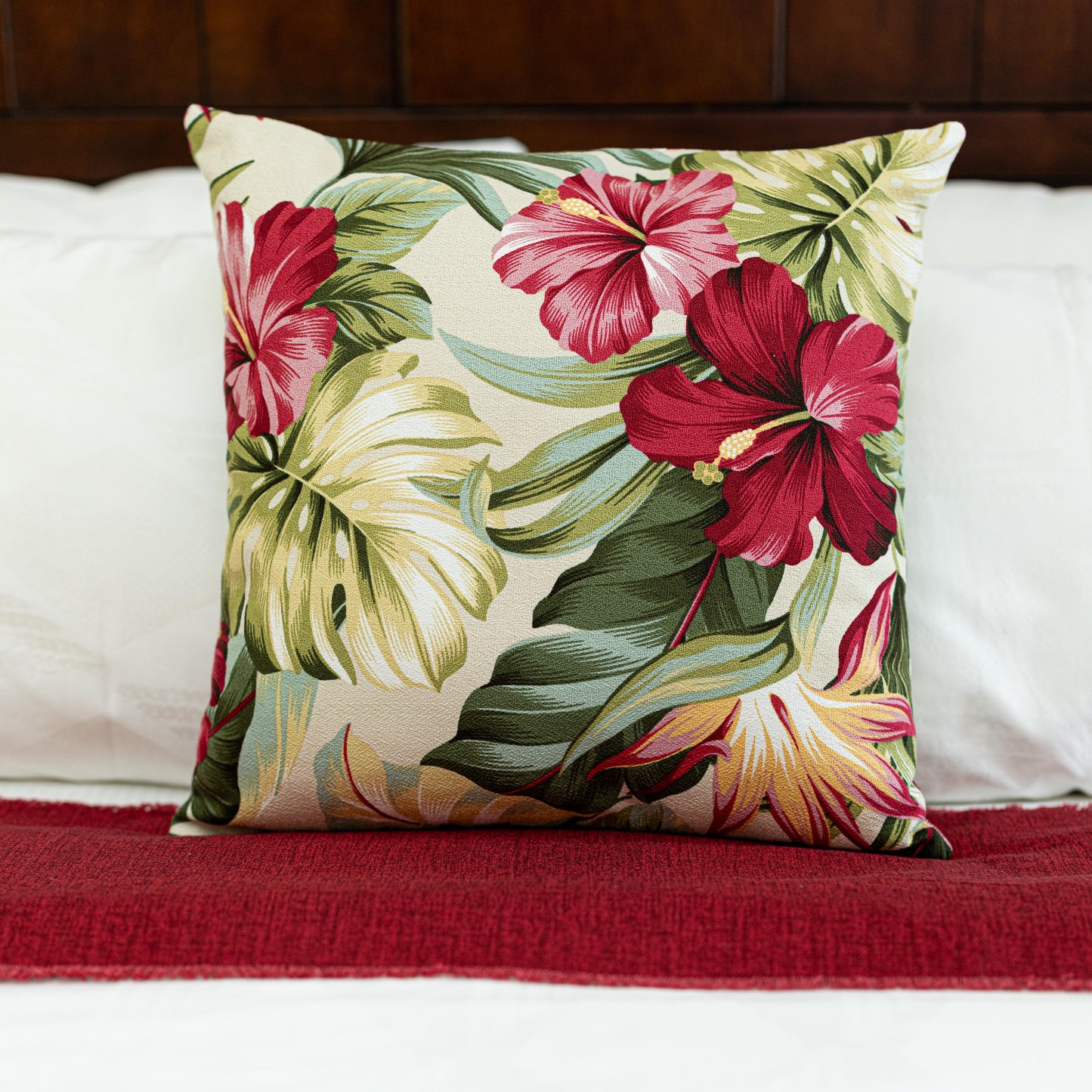 Tropical Pillow Covers | Hawaiian Weave & Hibiscus