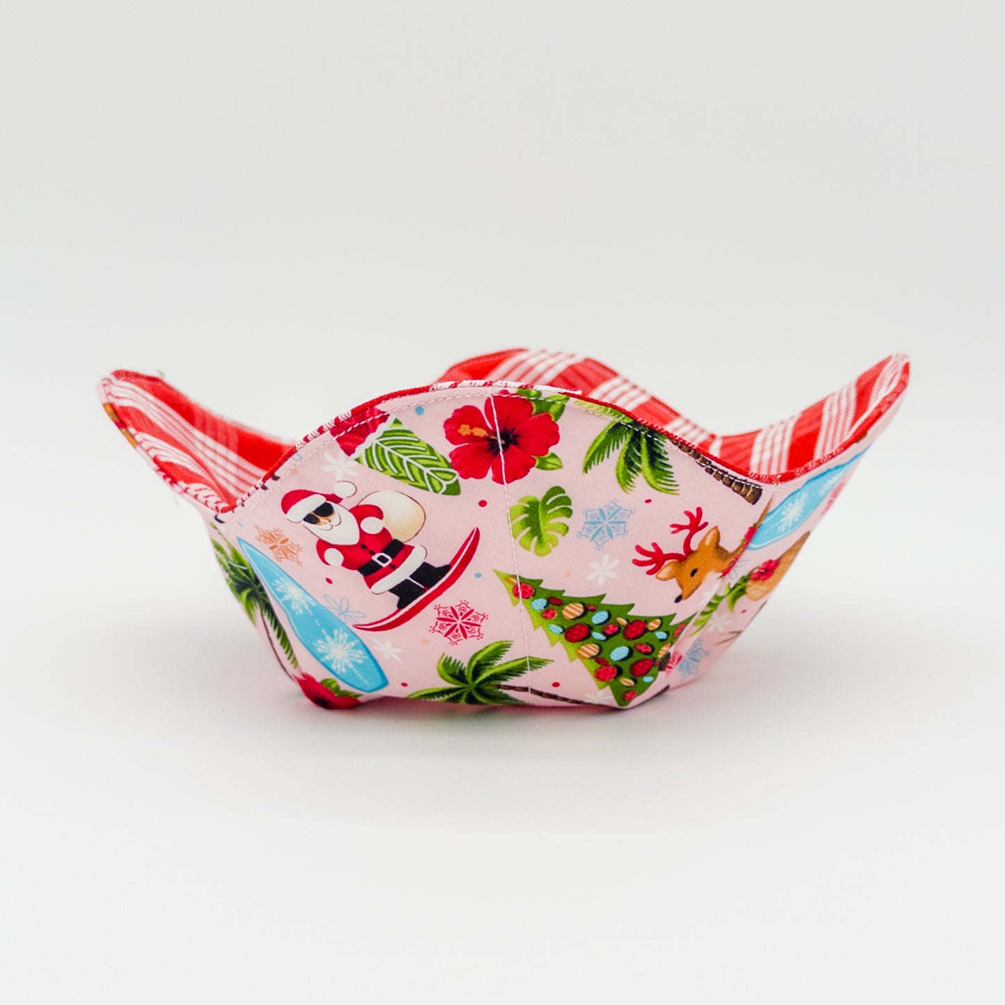 Reversible Palaka Mele Kalikimaka Microwavable Soup Bowl Cozy Holder