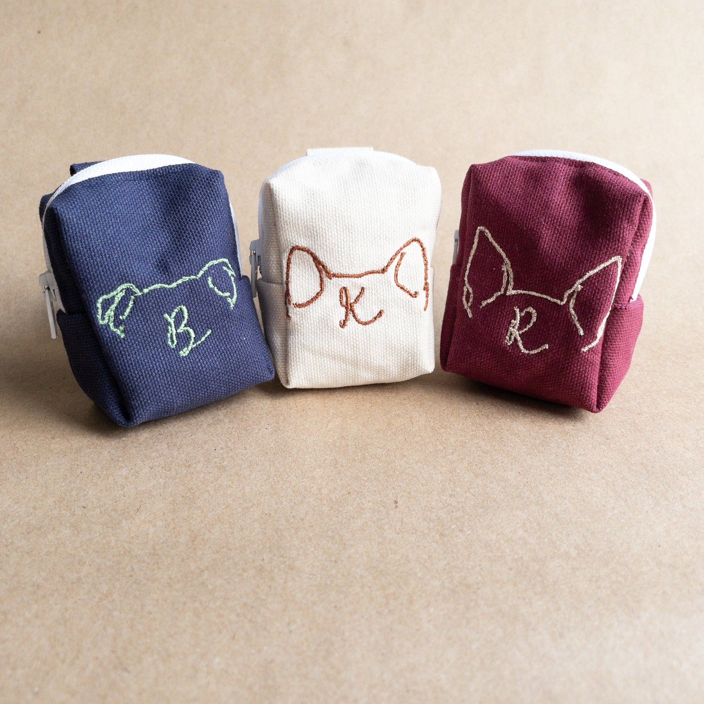 Personalized Doggy Poo Pouch (ears & initials embroidered)