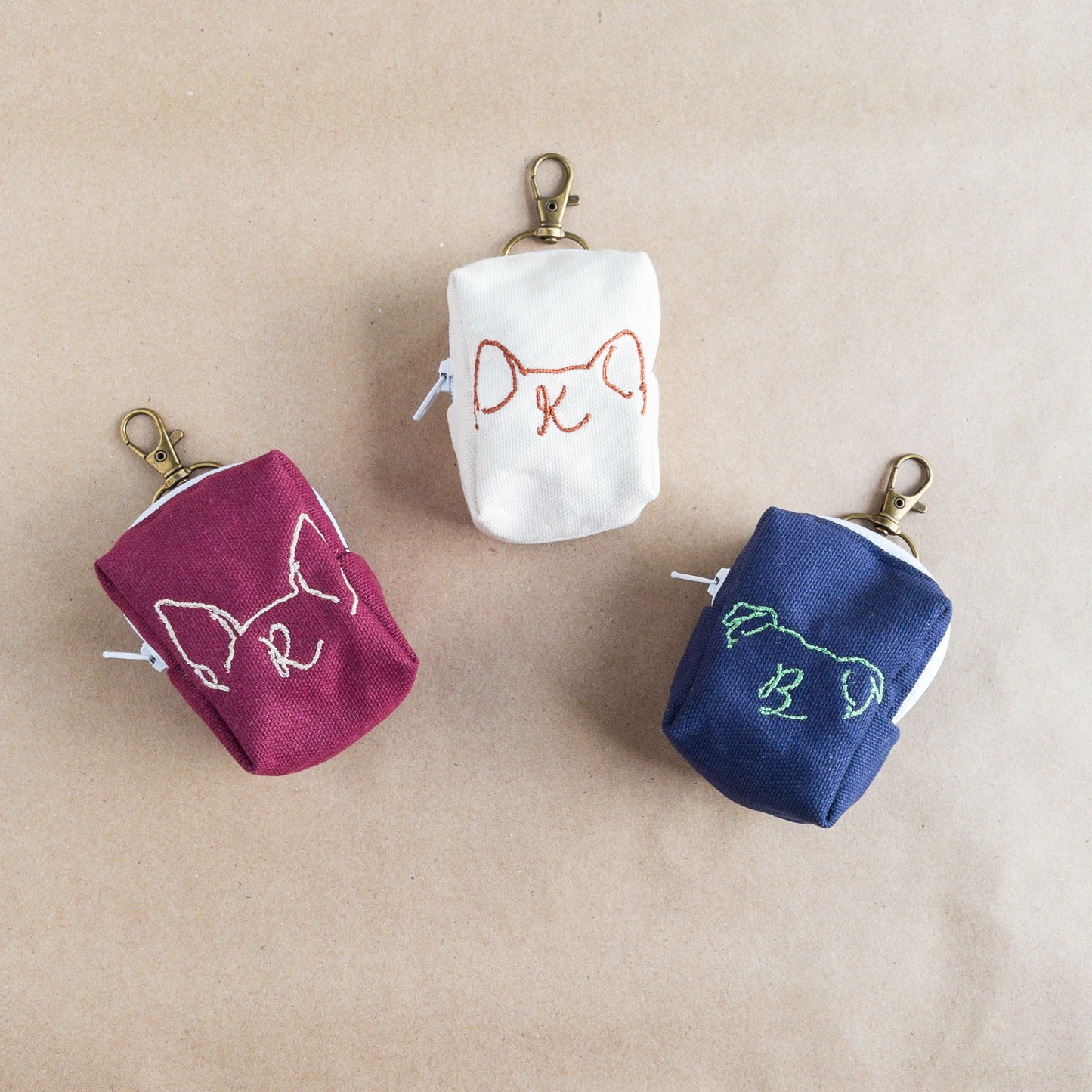 Personalized Doggy Poo Pouch (ears & initials embroidered)