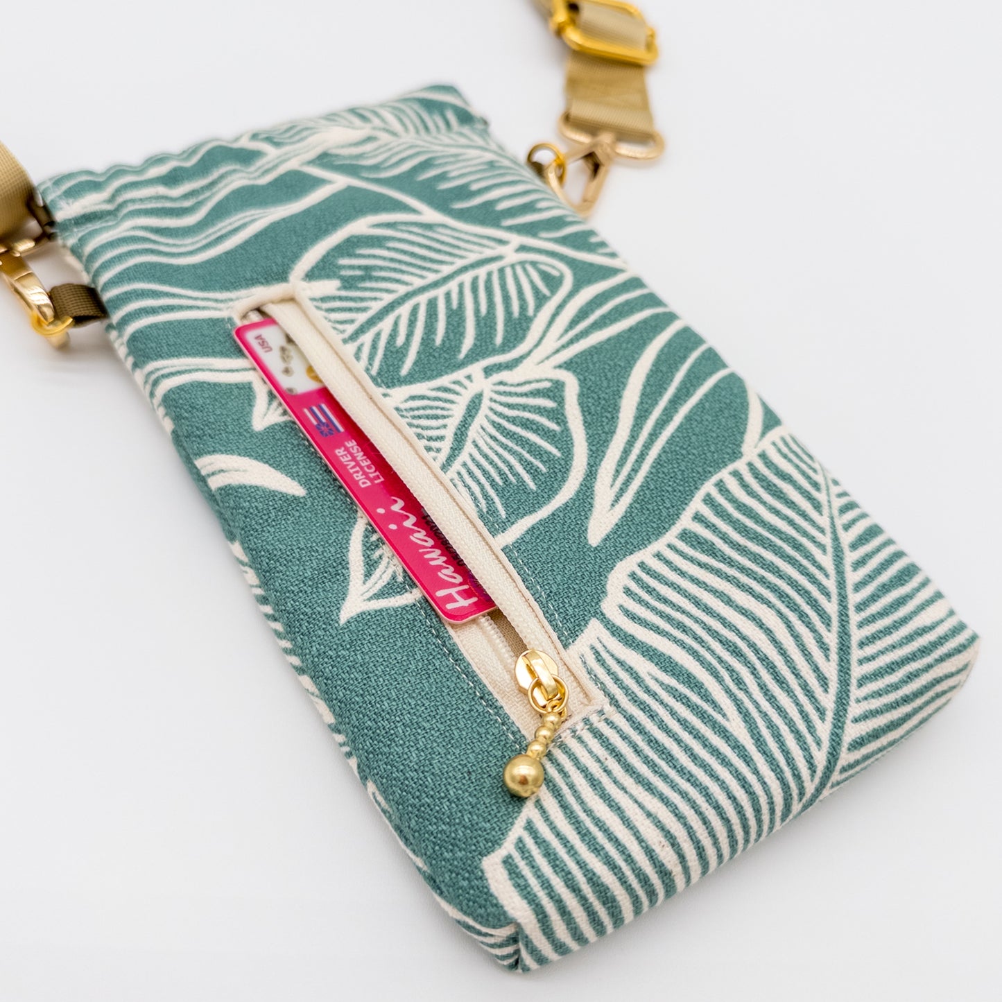 Hawaiian Barkcloth Botanical Crossbody Phone Bag