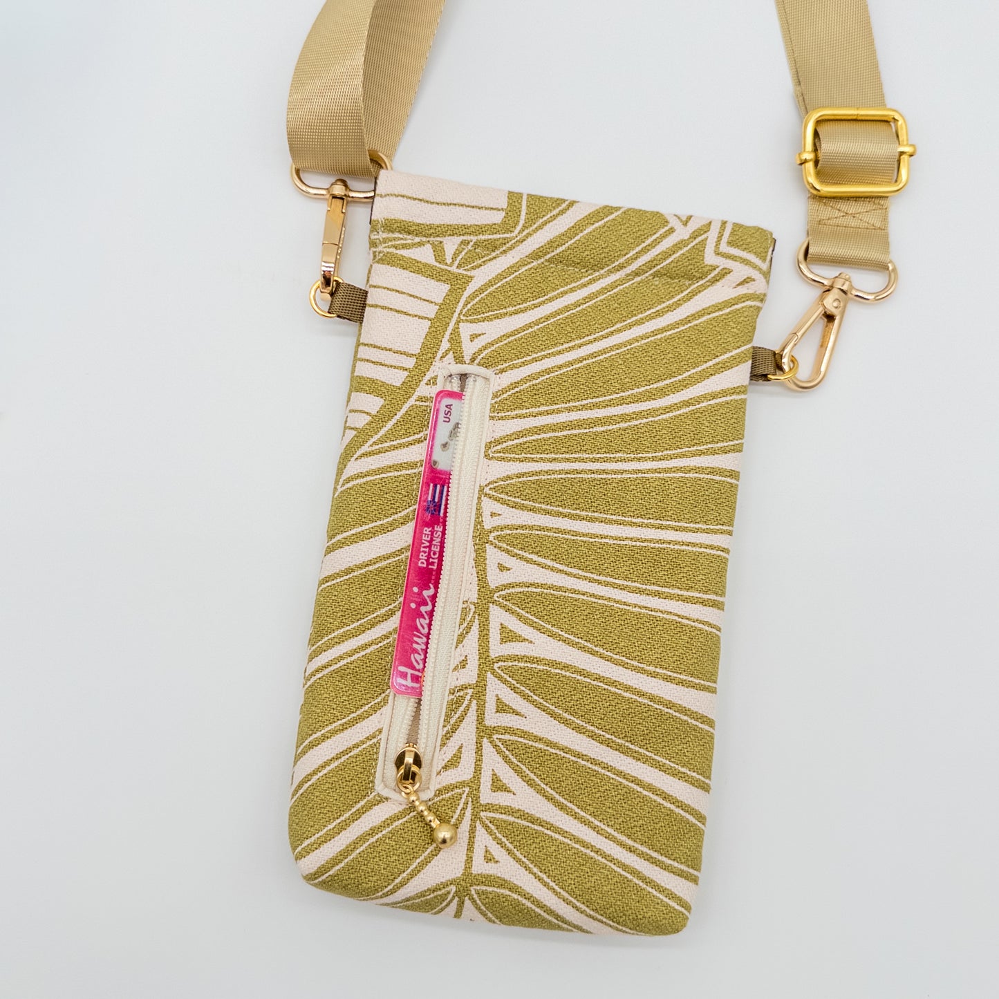 Hawaiian Barkcloth Botanical Crossbody Phone Bag