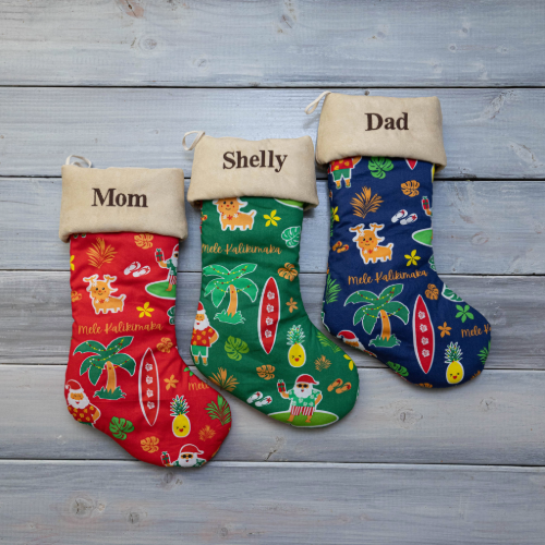 Personalized Hawaiian Christmas Stocking With Tags or Embroidered Name