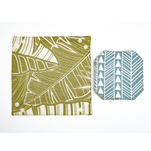 Reversible Hawaian Coaster Set With Holder