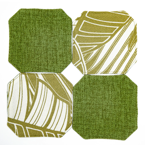 Reversible Botanical Coaster Set With Holder