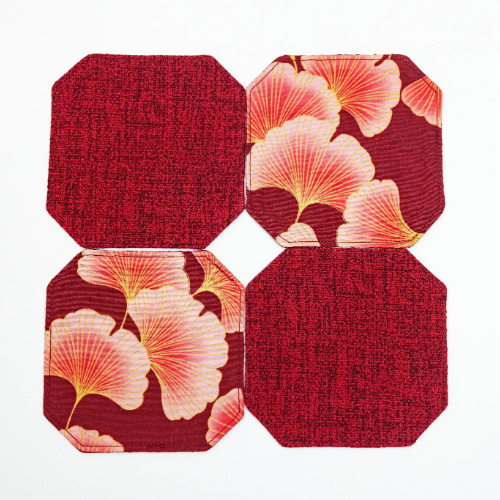 Reversible Gingko Coaster Set With Holder