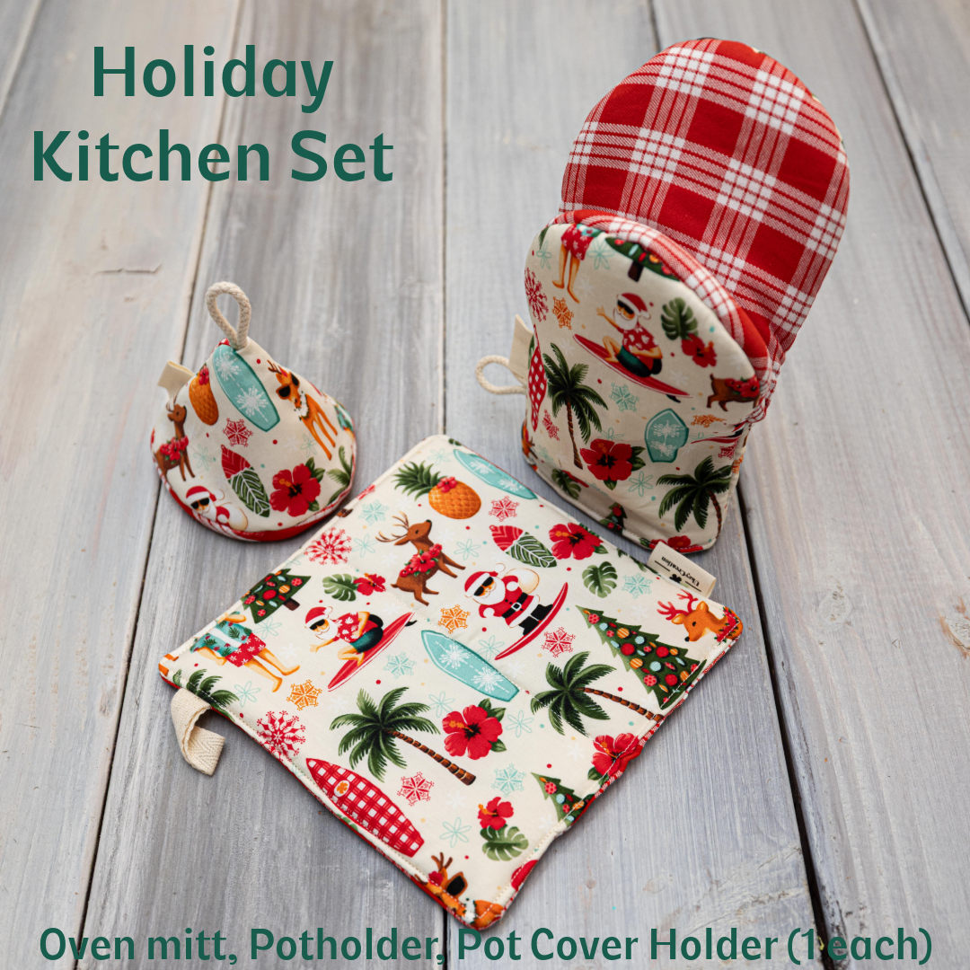 Hawaiian Holiday Kitchen Set – Oven Mitt, Potholder & Pot Cover