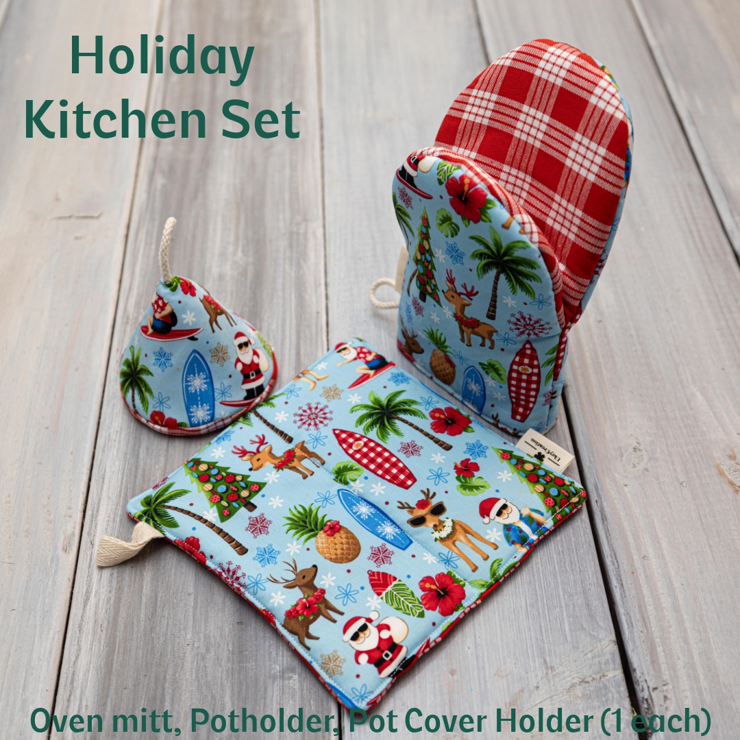 Hawaiian Holiday Kitchen Set – Oven Mitt, Potholder & Pot Cover