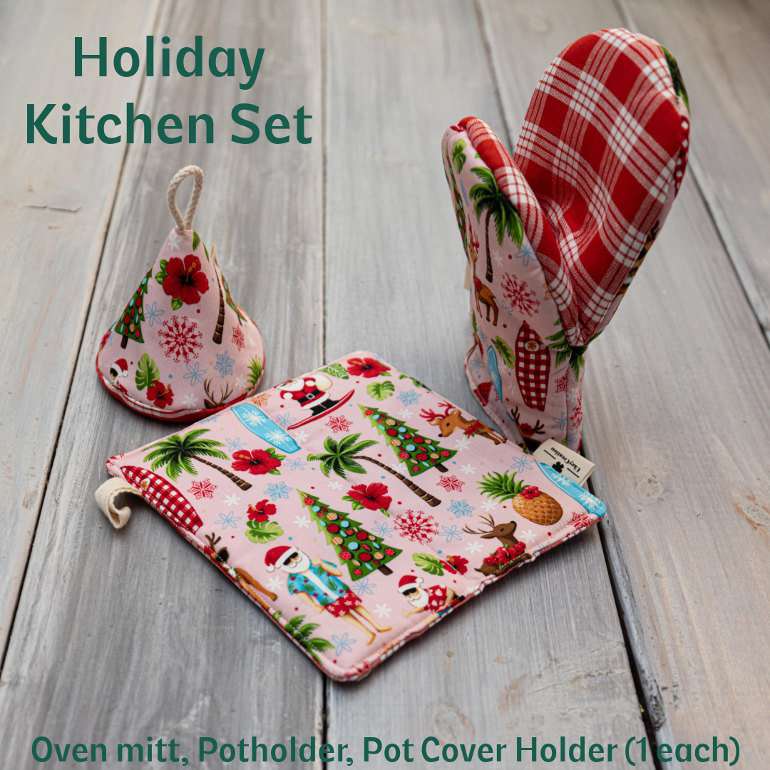 Hawaiian Holiday Kitchen Set – Oven Mitt, Potholder & Pot Cover