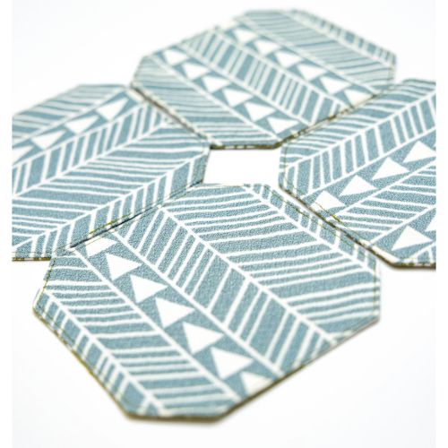 Reversible Hawaian Coaster Set With Holder