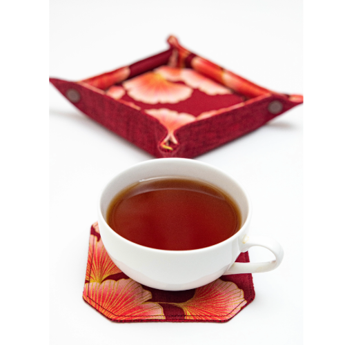 Reversible Gingko Coaster Set With Holder